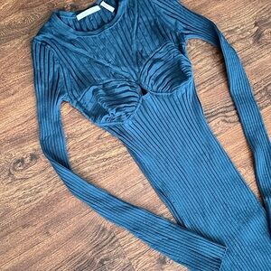 Helmet Lang Idi Ribbed dress in Neptune blue XS